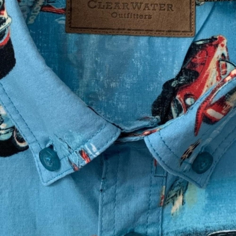Clear Water Vintage Classic Car Button Down Shirt Size L 100% Cotton - Picture 5 of 5